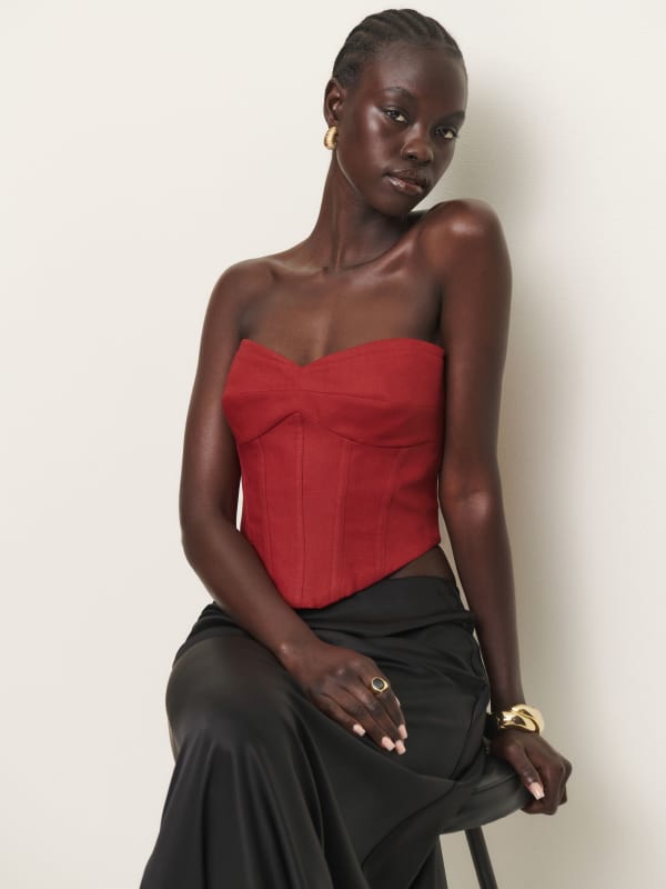 Pacie Linen Top - Sundried Tomato